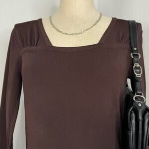 Brown Square Neck Top